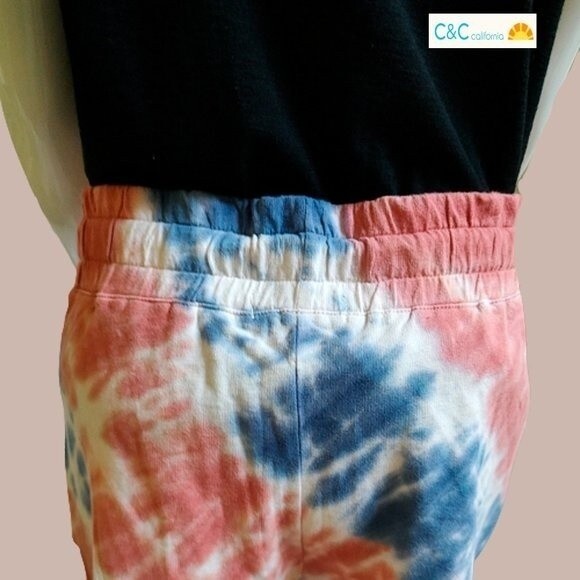 C&C California NEW INDIGO BLUE Dopamine Tie Dye Drawstring Elastic Sweat Short M - Picture 9 of 12